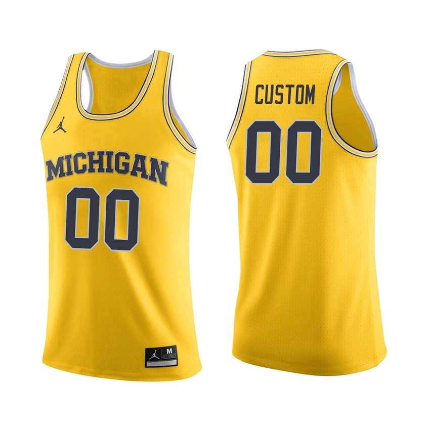 Michigan Wolverines Men's NCAA Custom #00 Maize College Basketball Jersey WTR2149HC